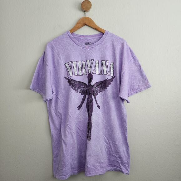 Nirvana In Utero Angel Purple 100% Cotton Short Sleeve Graphic T-Shirt Top - Picture 1 of 8